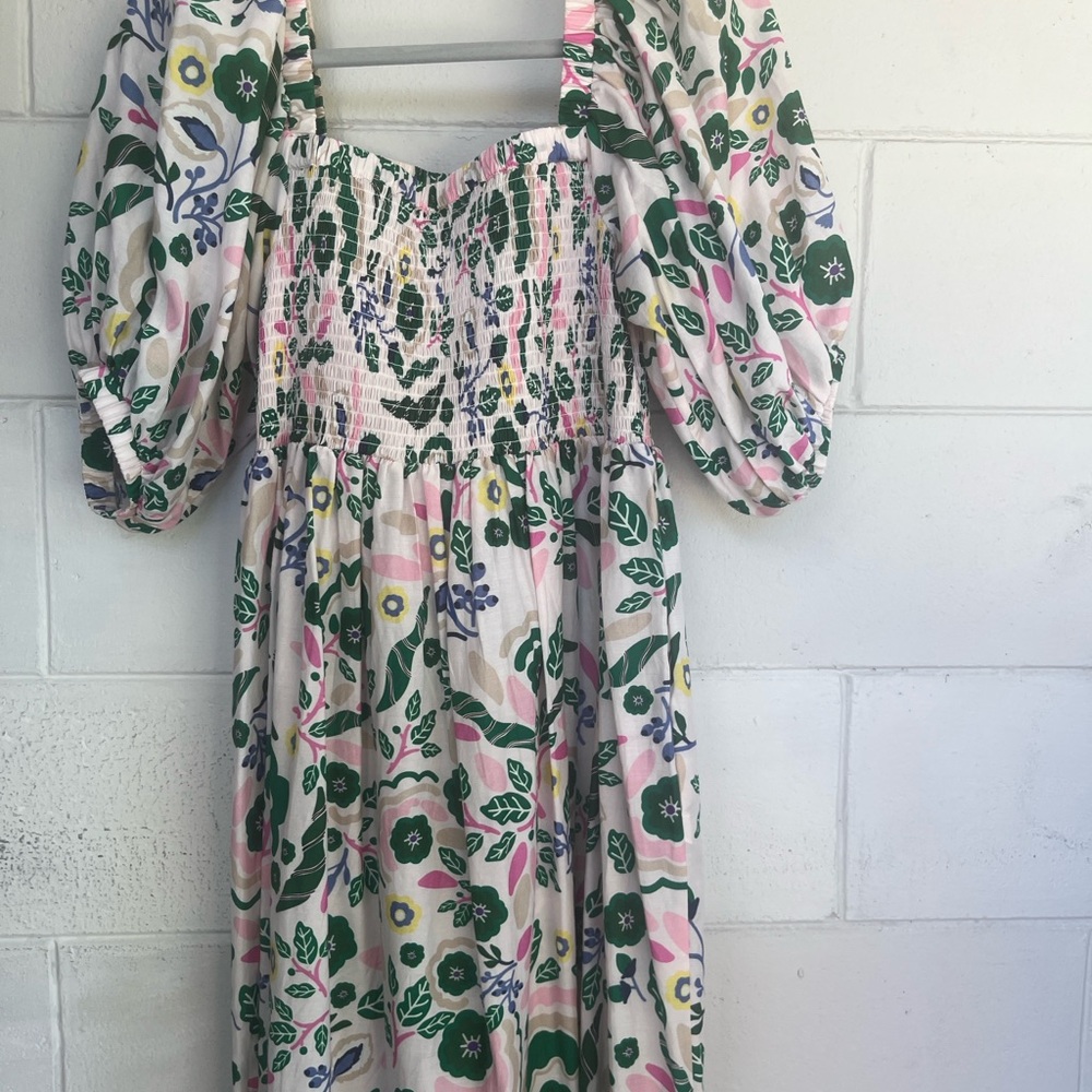 Jessie Zhao Floral Maxi Dress with Puff Sleeves